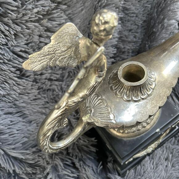 Screen Used Cast Brass Aladdin Genie Lantern Winged Handle Art Nouveau Statue - Picture 3 of 11